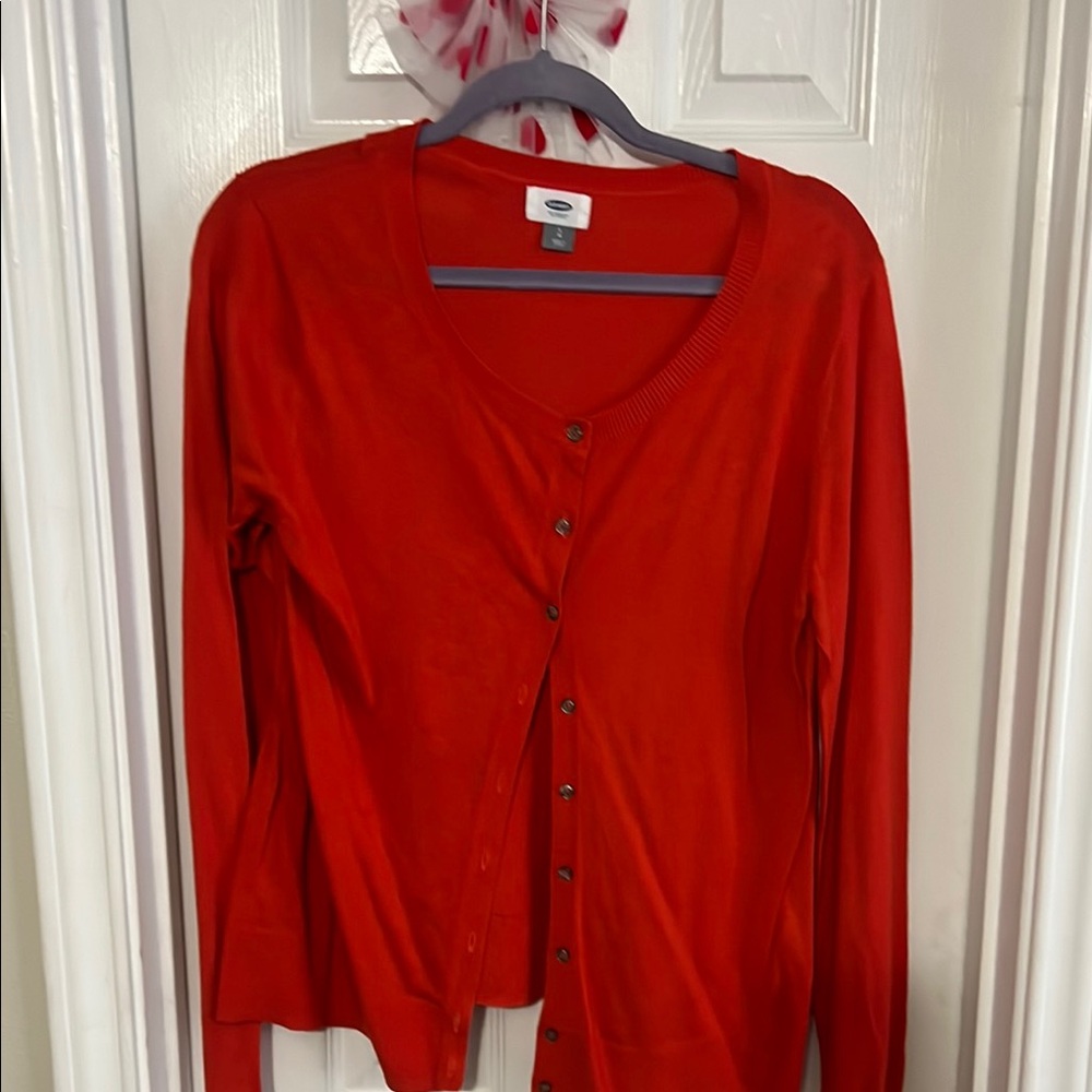 Old Navy Red Cardigan Knit Sweater